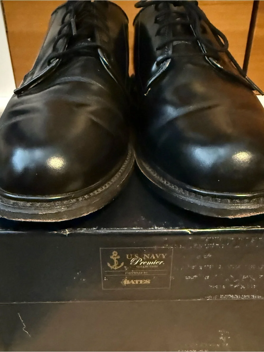 Bates Black U.S. Navy Premier Leather Lace-Up Oxfords